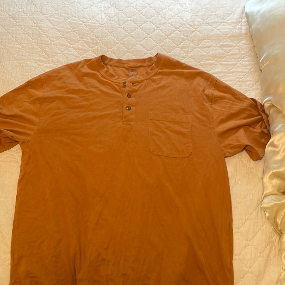 Men’s Rust orange henley shirt buttons & pocket red head brand co. Short sleeve
